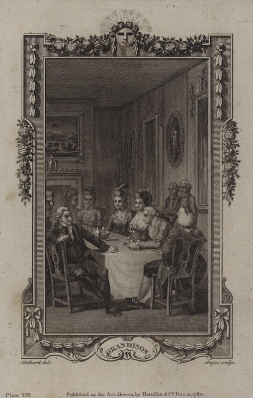 Scene fra The History of Sir Charles Grandison, av Samuel Richardson av English School