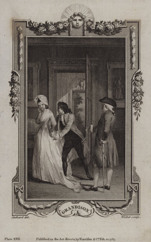 Scene fra The History of Sir Charles Grandison, av Samuel Richardson av English School