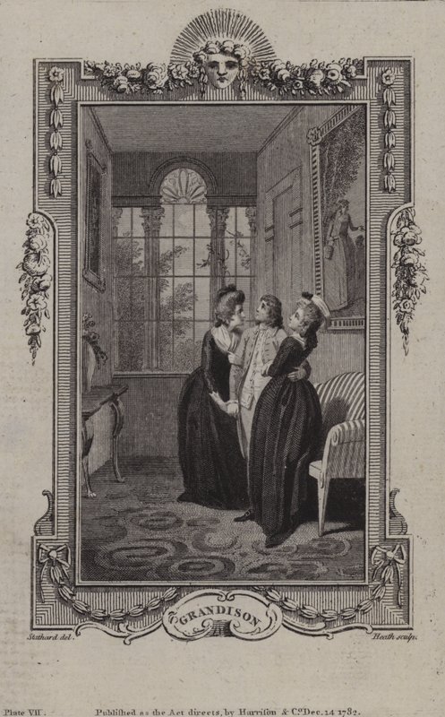 Scene fra The History of Sir Charles Grandison, av Samuel Richardson av English School