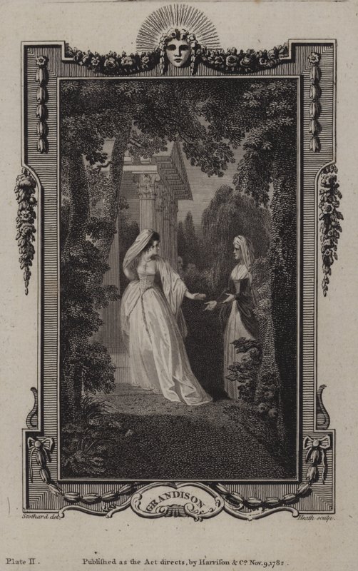 Scene fra The History of Sir Charles Grandison, av Samuel Richardson av English School