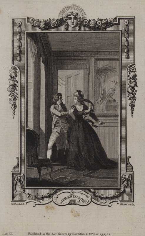 Scene fra The History of Sir Charles Grandison, av Samuel Richardson av English School
