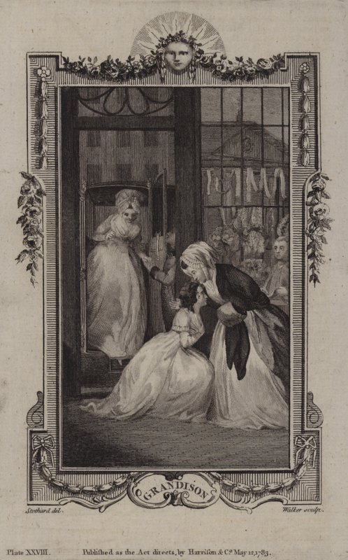 Scene fra The History of Sir Charles Grandison, av Samuel Richardson av English School