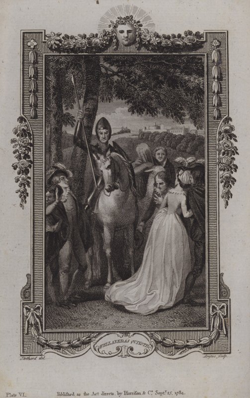Scene fra oppfølgeren til Miguel de Cervantes Don Quixote, skrevet av Alonso Fernandez de Avellaneda av English School