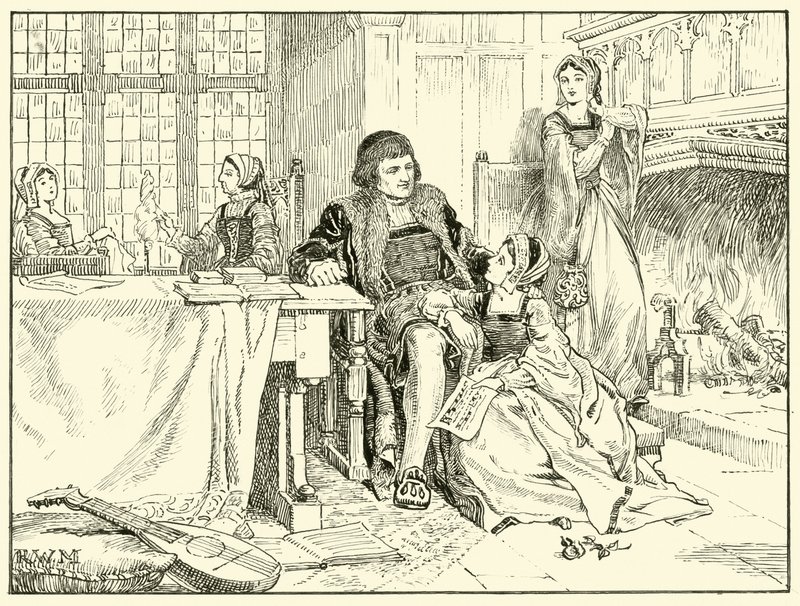 Scene i Mores Chelsea Home (blekk på papir) av English School