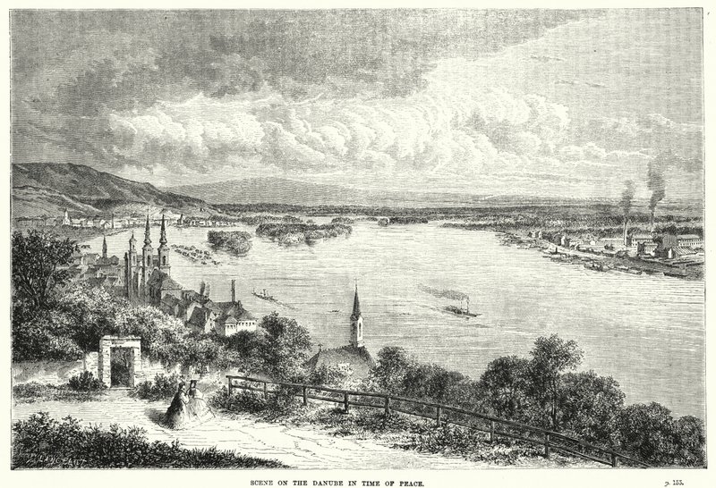 Scene på Donau i fredstid (gravering) av English School