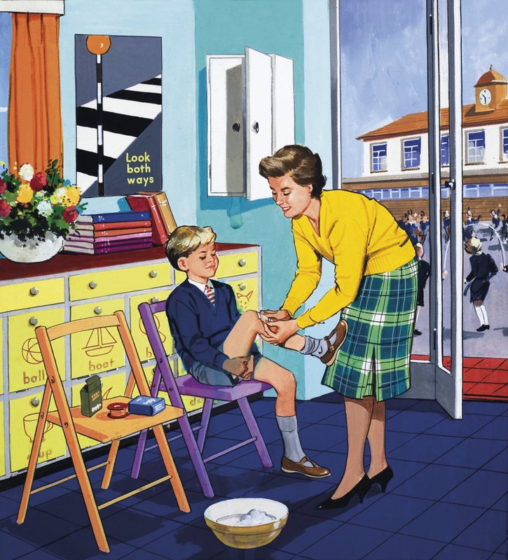 Skolesykepleier (gouache på papir) av English School