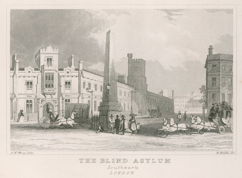 School for the Indigent Blind, og Bethlehem Hospital, St Georges Field, Southwark av English School