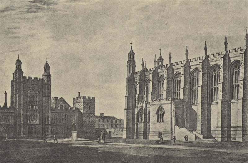 Skolegård i 1814 (gravyr) av English School