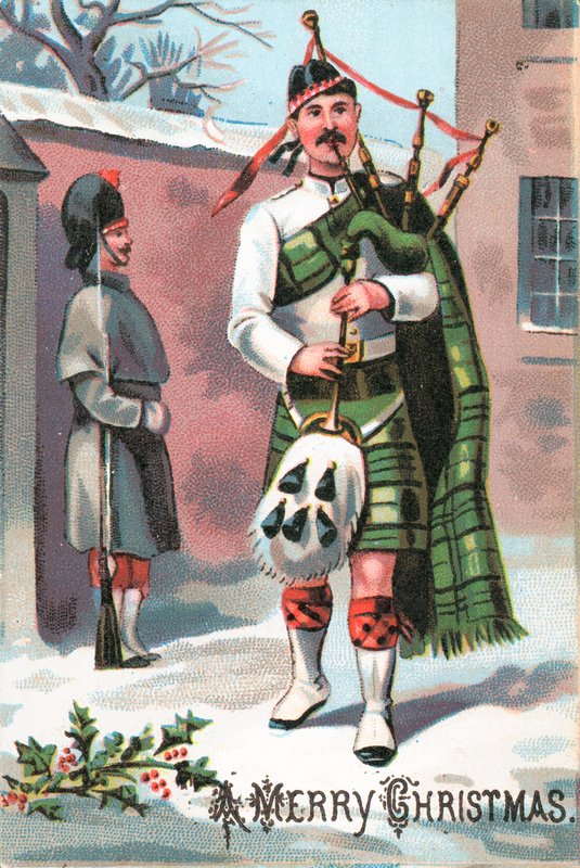 Scottish Piper, julekort av English School