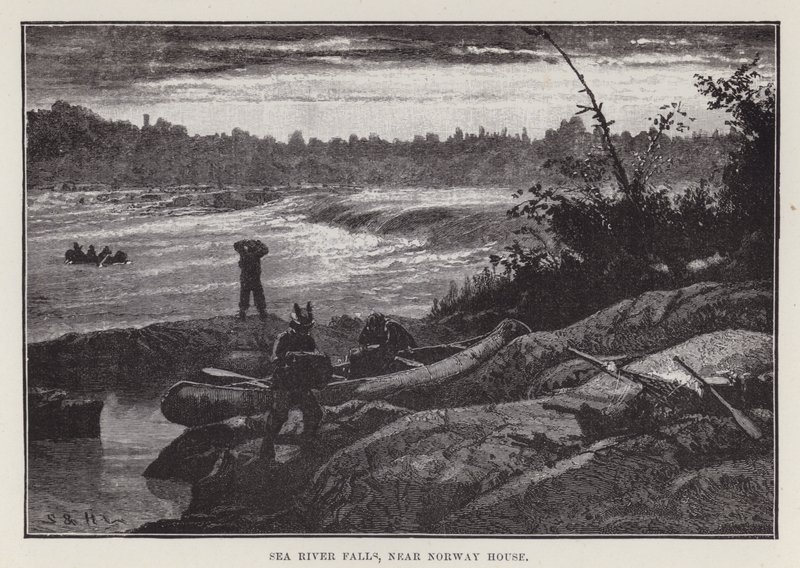 Sea River Falls, nær Norway House (gravering) av English School