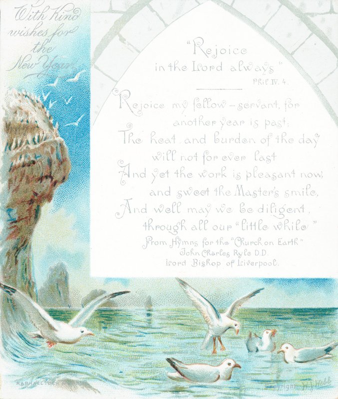 Måker ved havet, nyttårskort av English School