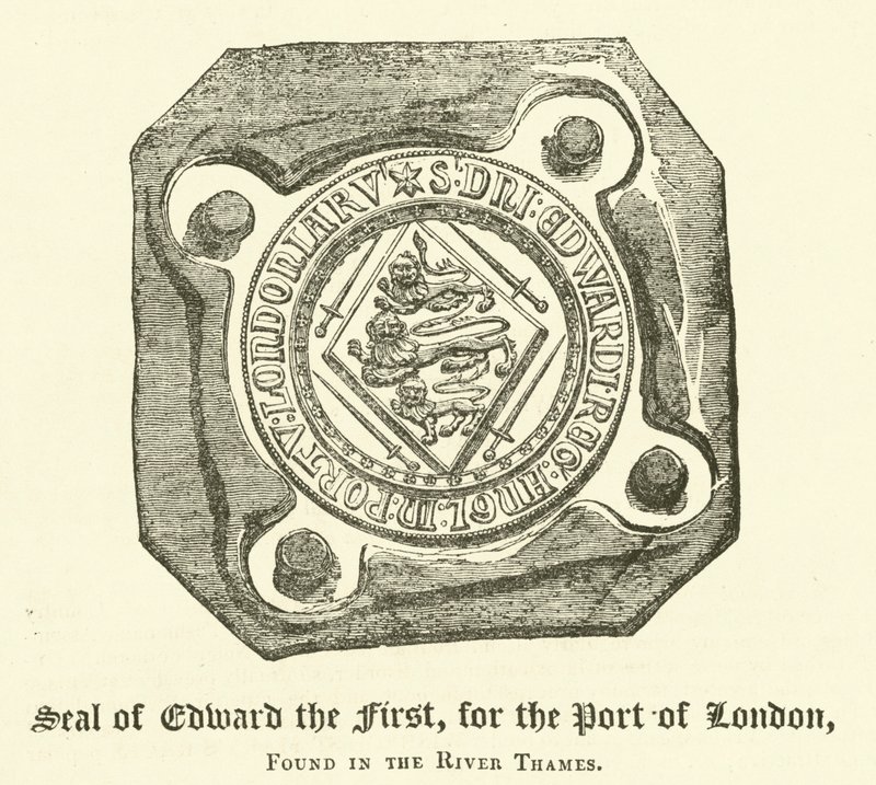 Segl av Edward den første, for Londons havn, funnet i Themsen (gravering) av English School