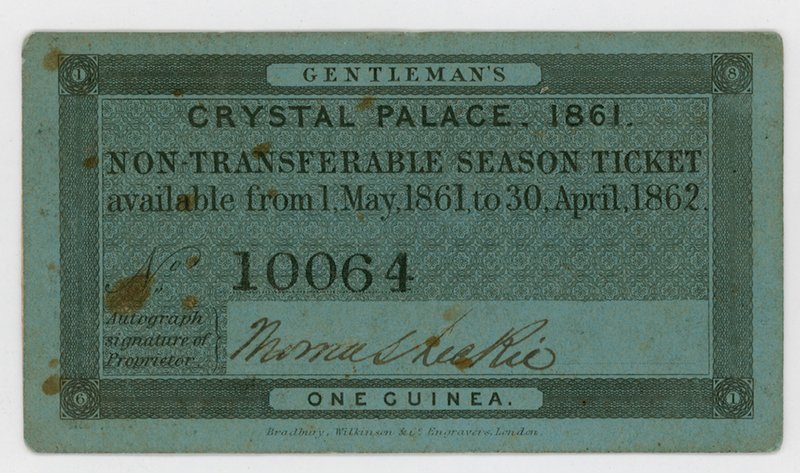 Sesongkort for adgang til Crystal Palace, 186162 av English School
