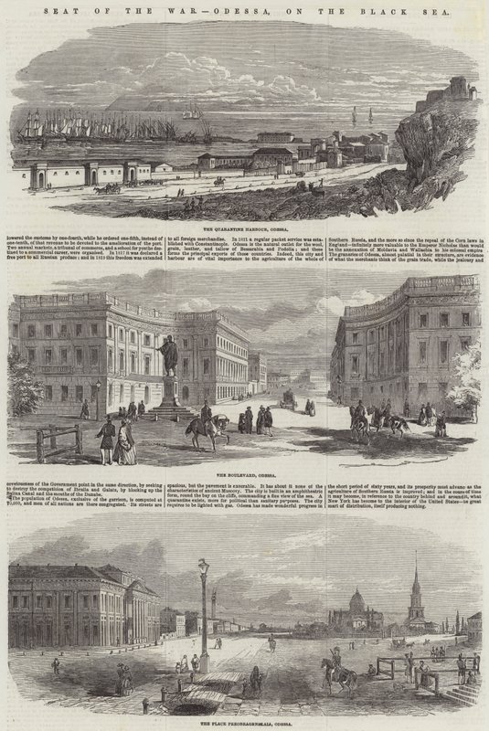 Krigens sete, Odessa, ved Svartehavet (gravering) av English School