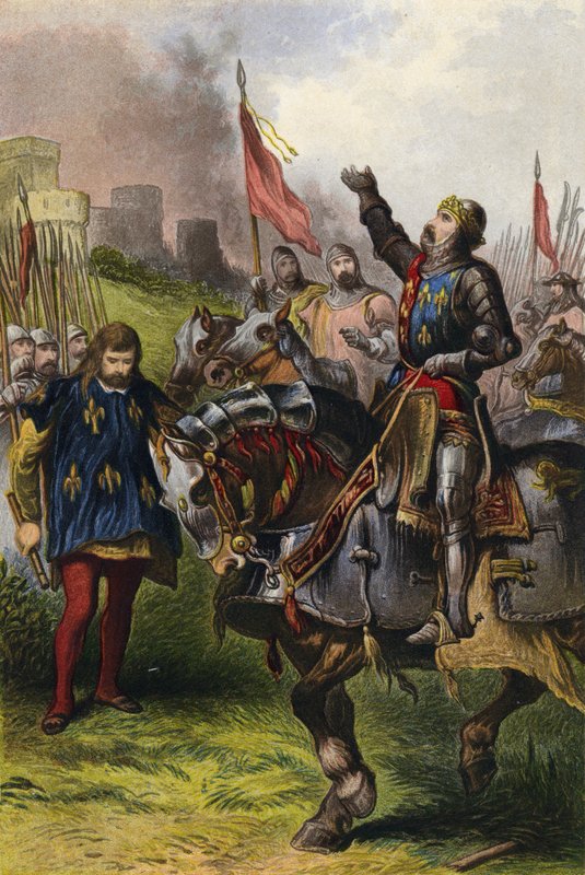 Shakespeare, kong Henry den femte, akt IV, scene 7 av English School