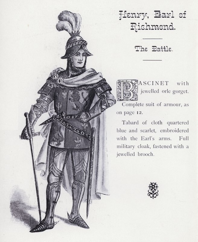 Shakespeares kong Richard III: Henry, jarl av Richmond, slaget (litho) av English School