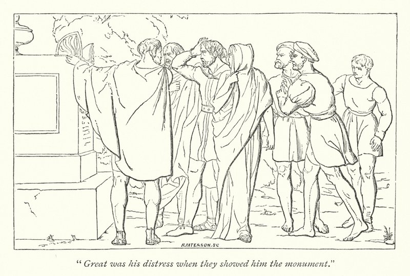Shakespeares Pericles, Prince Of Tyre; Cleon viser Pericles graven til Marina (gravering) av English School