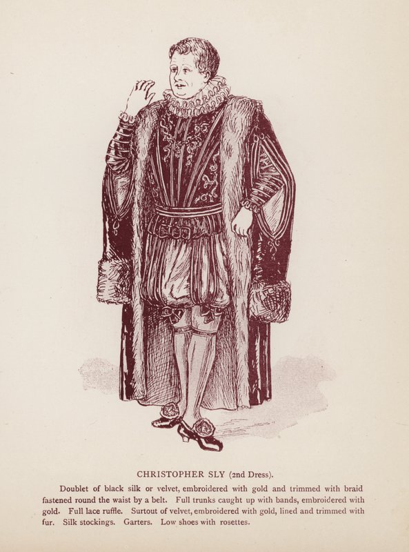 Shakespeares Taming of the Shrew: Christopher Sly, 2nd Dress (litho) av English School