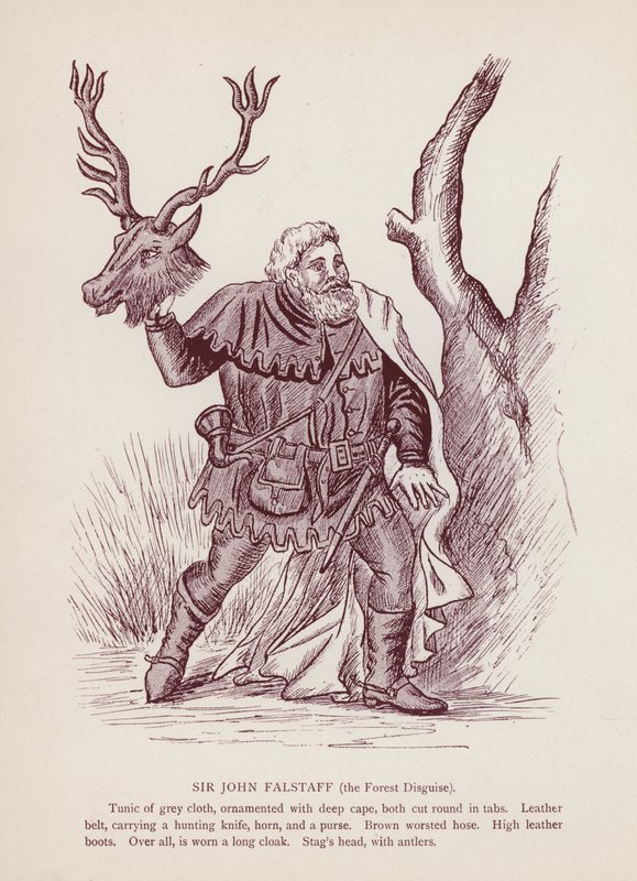 Shakespeares The Merry Wives of Windsor: Sir John Falstaff, the Forest Disguise (litho) av English School