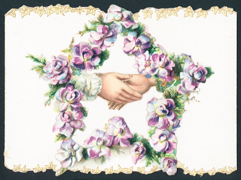 Riste hender inne i Star of Flowers, kort av English School