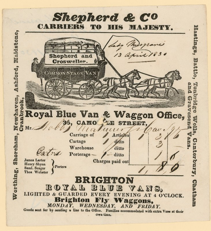 Shepherd & Co regningen. Brighton til London av English School