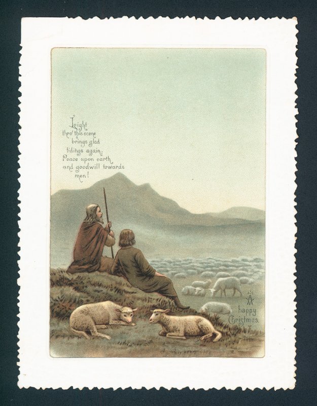 Hyrde og sauer, julekort av English School