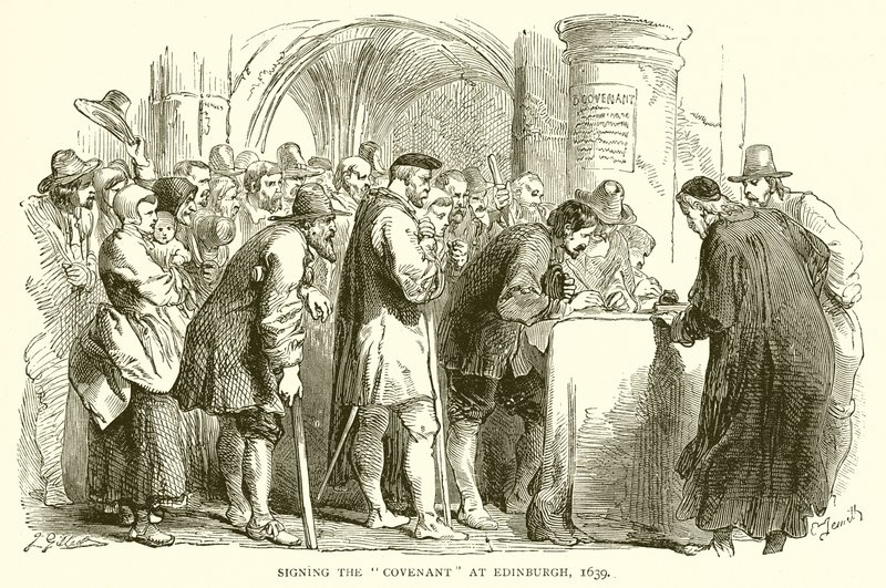 Signering av pakten i Edinburgh, 1639 av English School