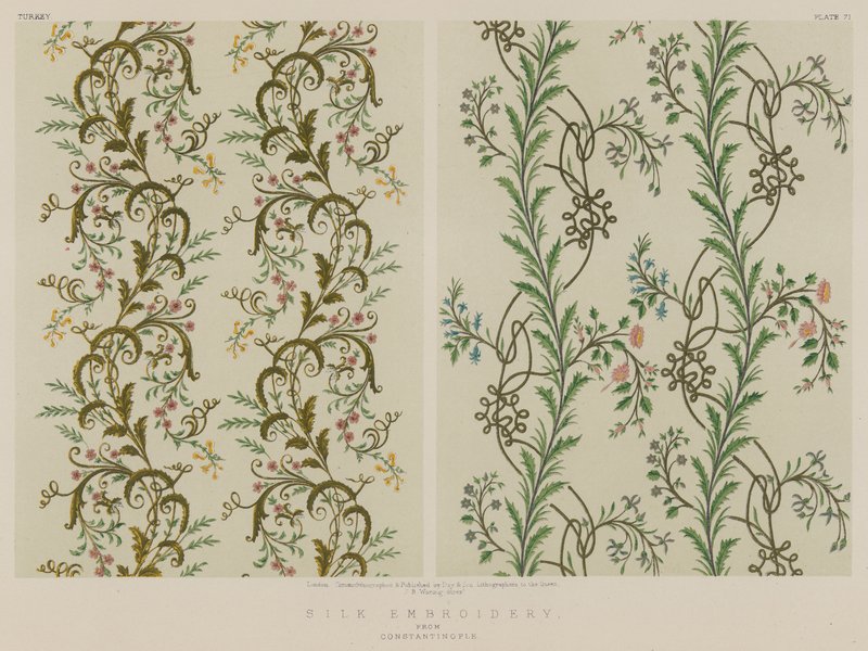 Silkebroderi fra Konstantinopel (chromolitho) av English School