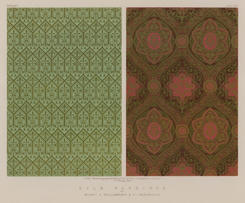 Silk Hangings av Mrs J Houldsworth og Co, Manchester av English School