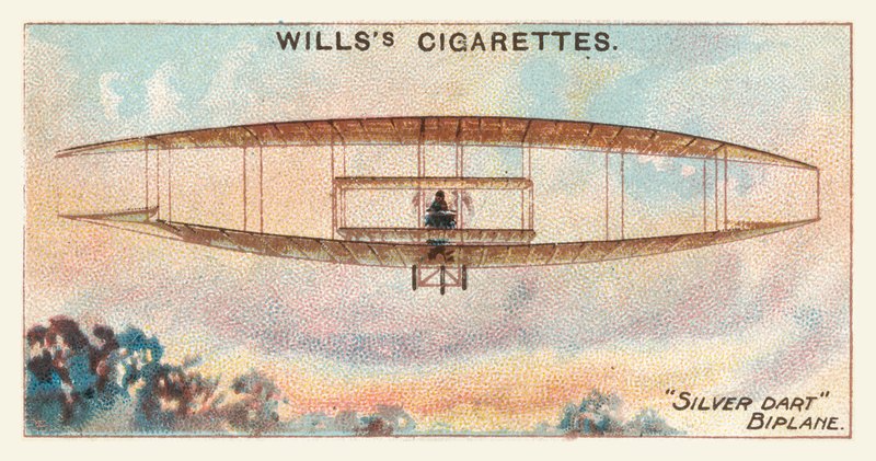 Silver Dart-biplan (kromolitho) av English School