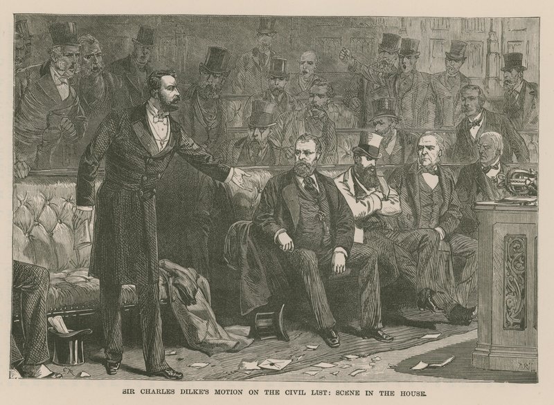 Sir Charles Dilkes-bevegelse på Civil List: scene i huset av English School