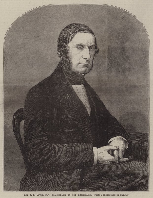 Sir GC Lewis, MP, finansminister (gravering) av English School
