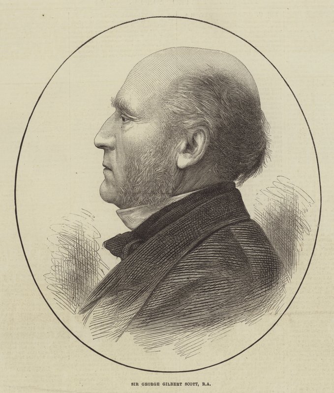 Sir George Gilbert Scott, RA (gravering) av English School