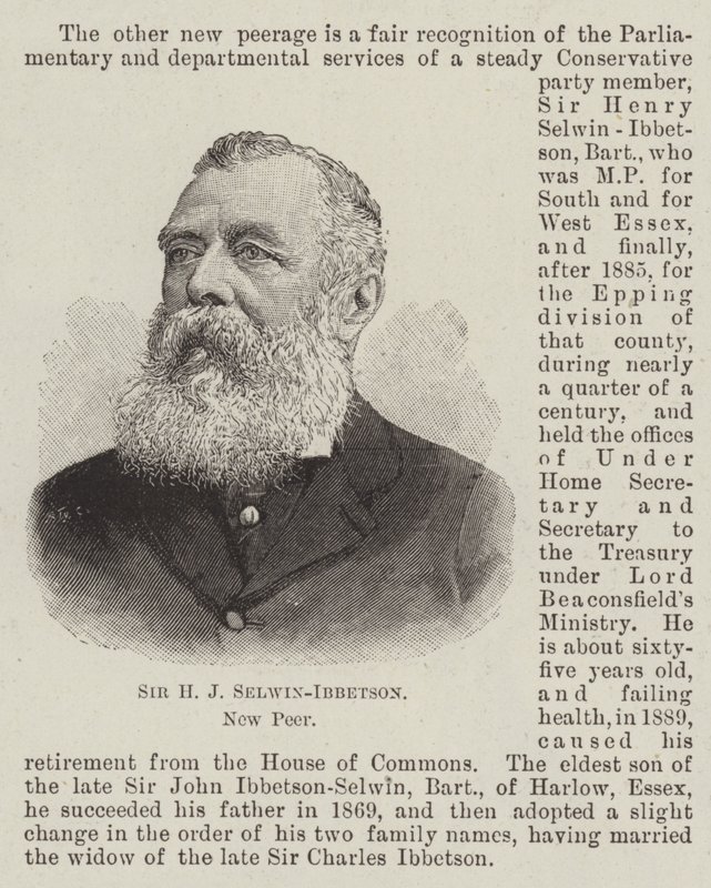 Sir HJ Selwin-Ibbetson, New Peer (gravering) av English School