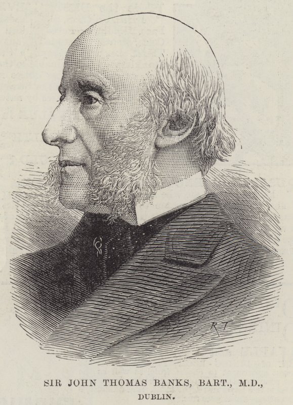 Sir John Thomas Banks, Baronet, MD, Dublin (gravering) av English School