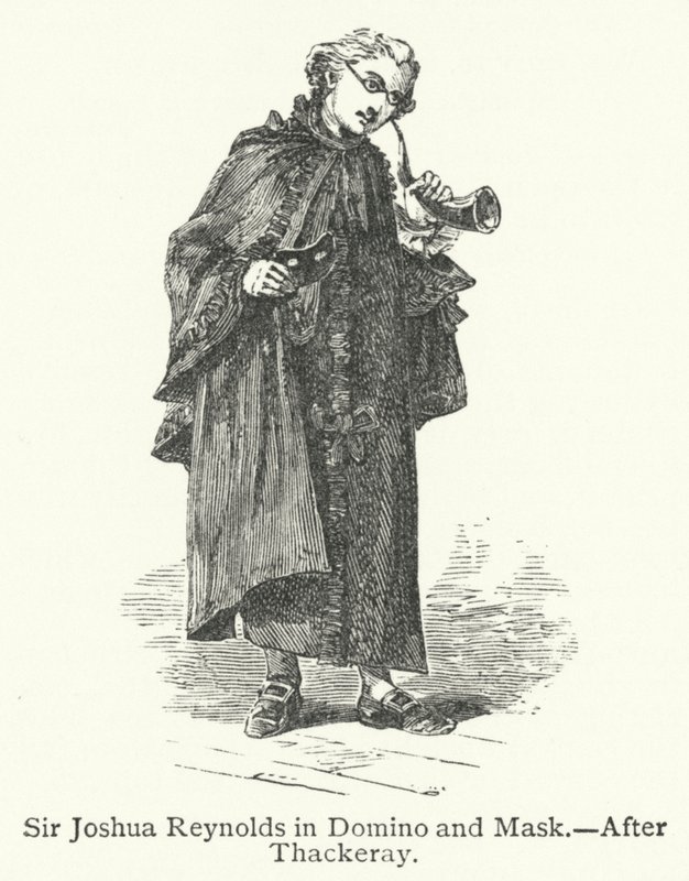 Sir Joshua Reynolds i Domino og maske (gravering) av English School