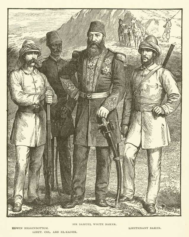Sir Samuel White Baker, Edwin Higginbottom, løytnant Baker, oberstløytnant Abd El-Kader (gravering) av English School