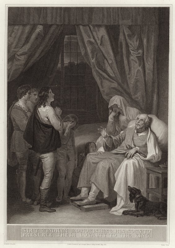 Sir T Windham formaner sine sønner om å bevare deres lojalitet til kongen av English School