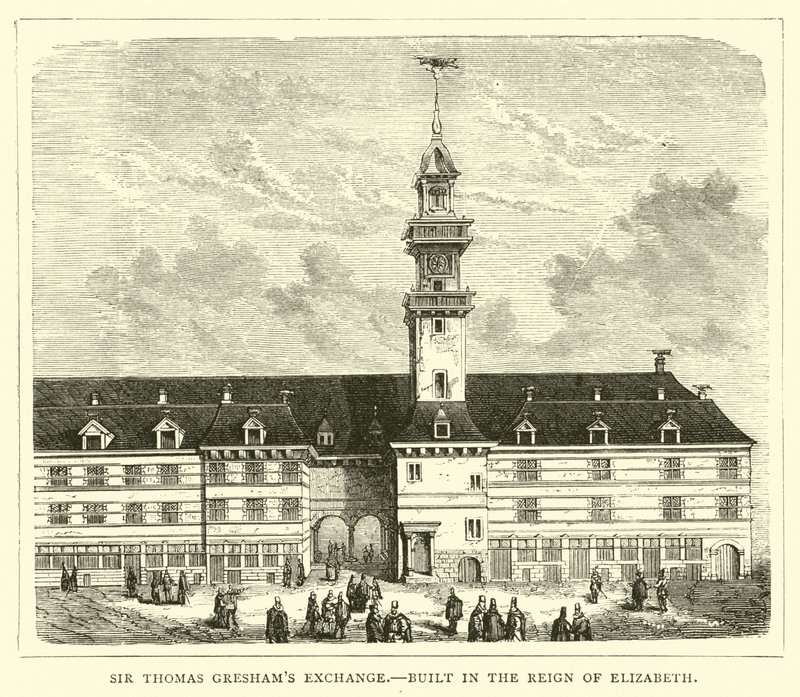 Sir Thomas Greshams Exchange, bygget under Elizabeths regjeringstid av English School