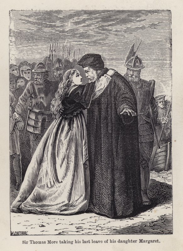 Sir Thomas More tar sin siste permisjon av datteren Margaret Roper (gravering) av English School