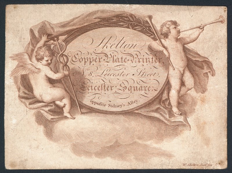 Skelton, kobberplateskriver, handelskort av English School