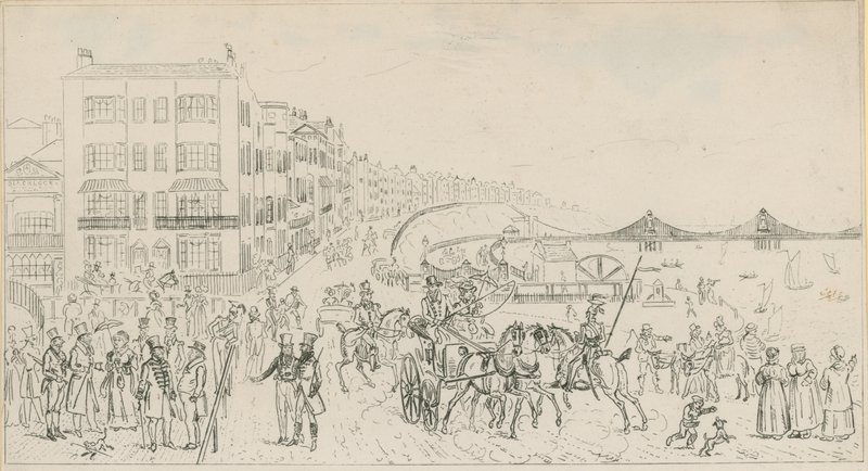 Skisse av strandpromenaden ved Brighton av English School