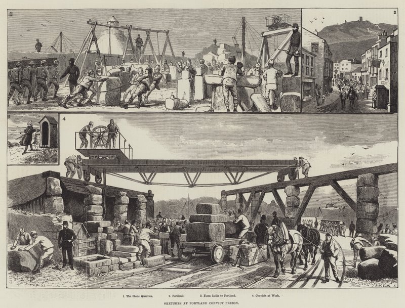Skisser ved Portland Convict Prison (gravering) av English School