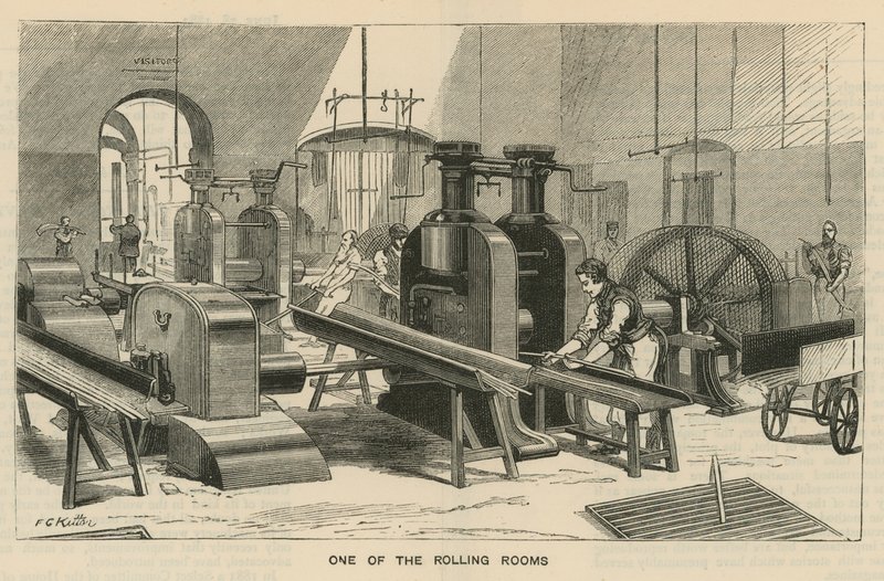 Skisser ved Royal Mint, Tower Hill; et av rullerommene av English School