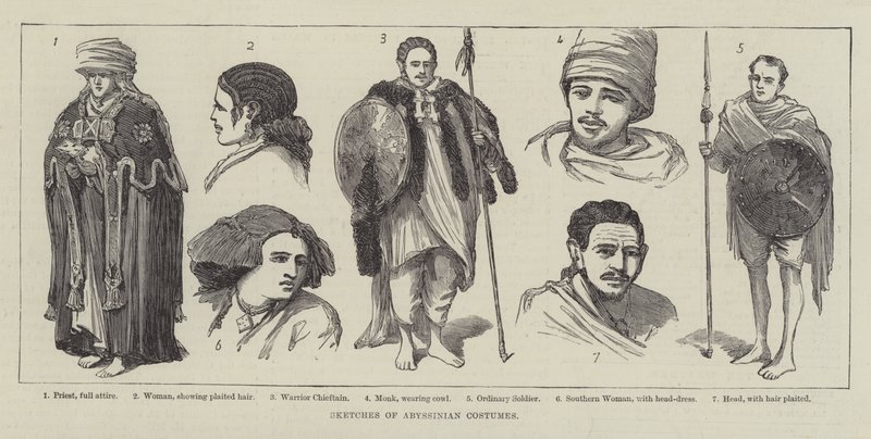 Skisser av abyssiniske kostymer (gravering) av English School