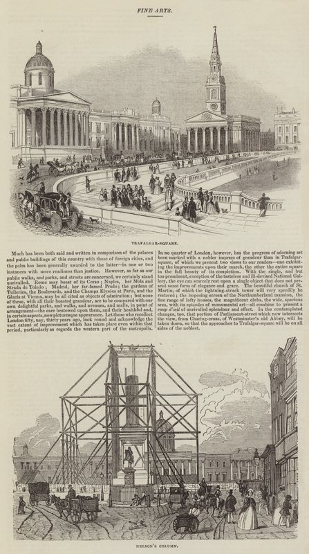 Skisser av Trafalgar Square (gravering) av English School