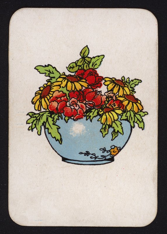 Snap-spillkort: Skål med blomster (farge litho) av English School