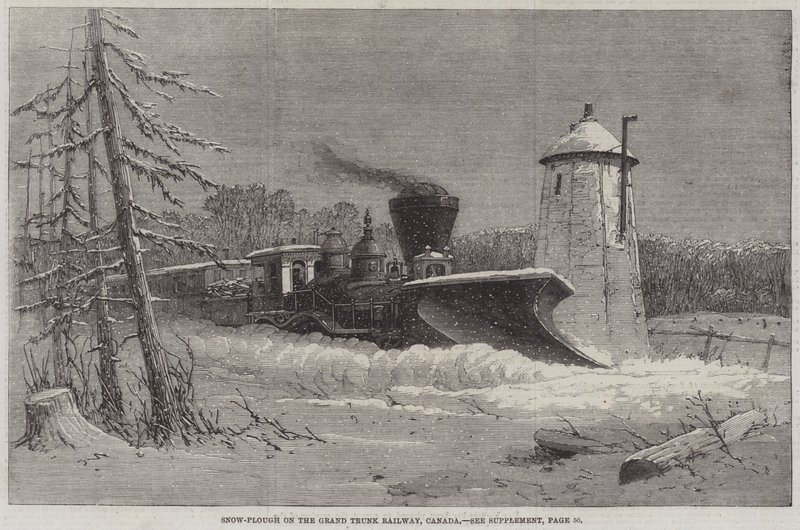 Snøplog på Grand Trunk Railway, Canada (gravering) av English School