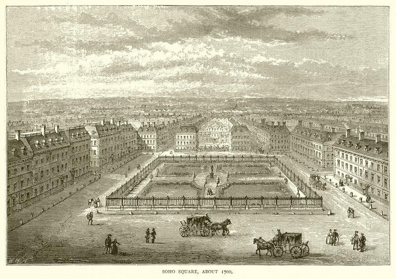 Soho Square, rundt 1700 av English School