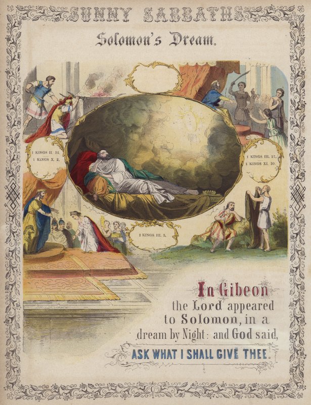 Salomos drøm (farget gravering) av English School
